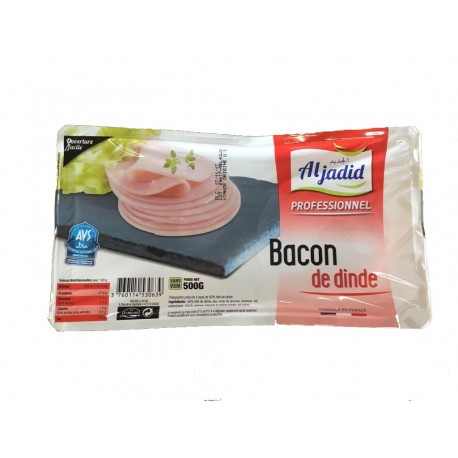 Bacon de dinde prédécoupé (environ 50 tranches) Avs 500g